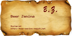 Beer Zenina névjegykártya